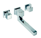 A-Quadrat 3-Loch-Unterputz-Wand-Spültischarmatur, Auslauf 230mm chrom