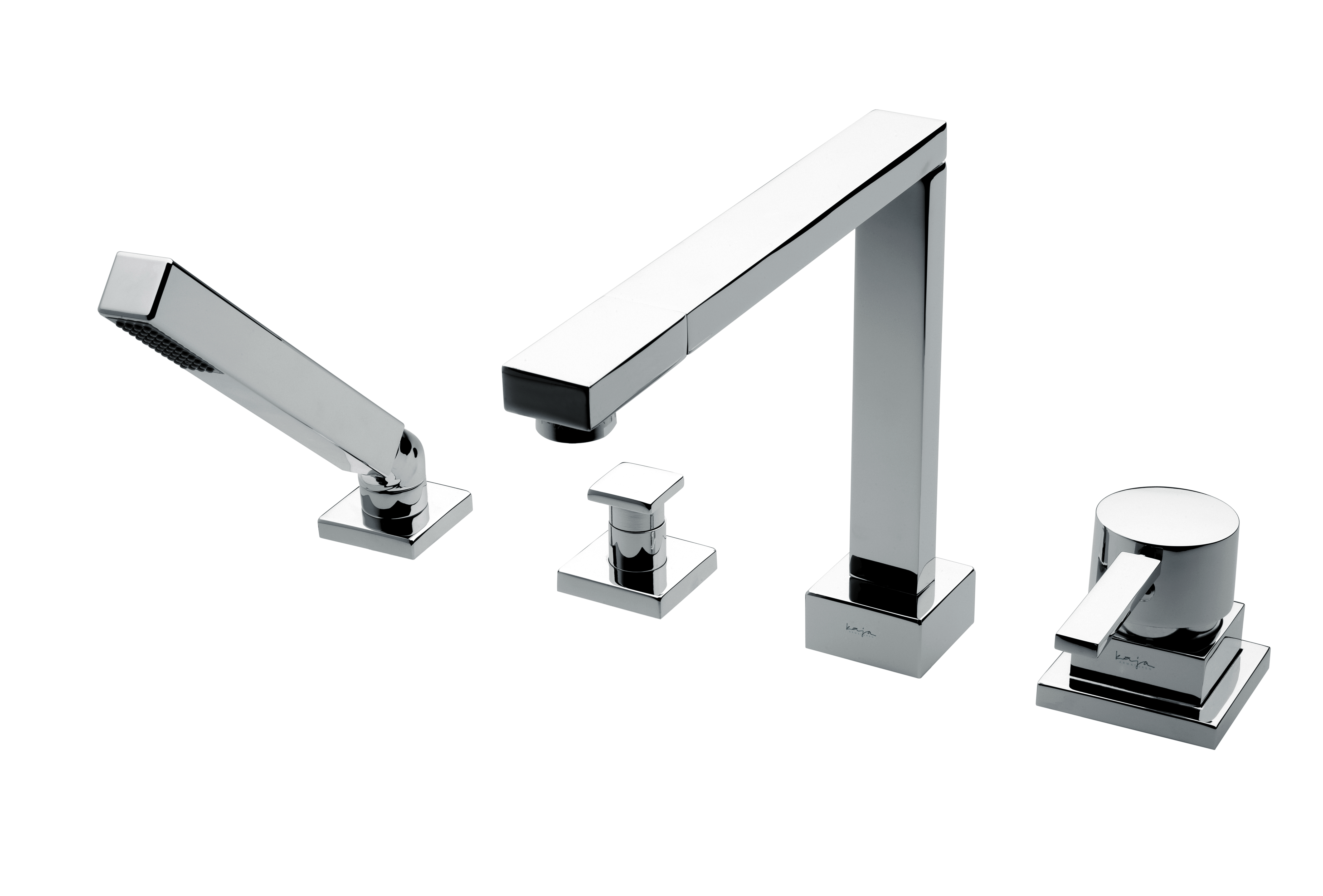 BQUADRAT 4-Loch-Badearmatur-Wannenr.-Armit, Auslauf220mm chrom