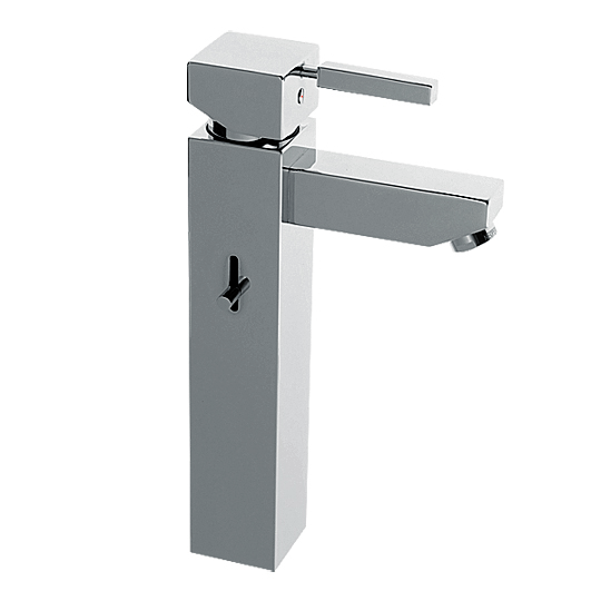 A-Quadrat Waschtischarmatur-Einnhebelmischer mit Ablaufgarnitur, erhöhtem Auslauf 210mm chrom