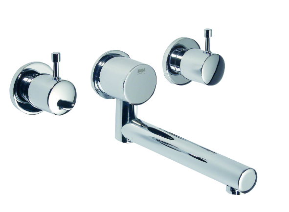 IPURI 3-Loch-Unterputz-Wand-Spültischarmatur mit schwenkbarem Rohrauslauf 220mm chrom