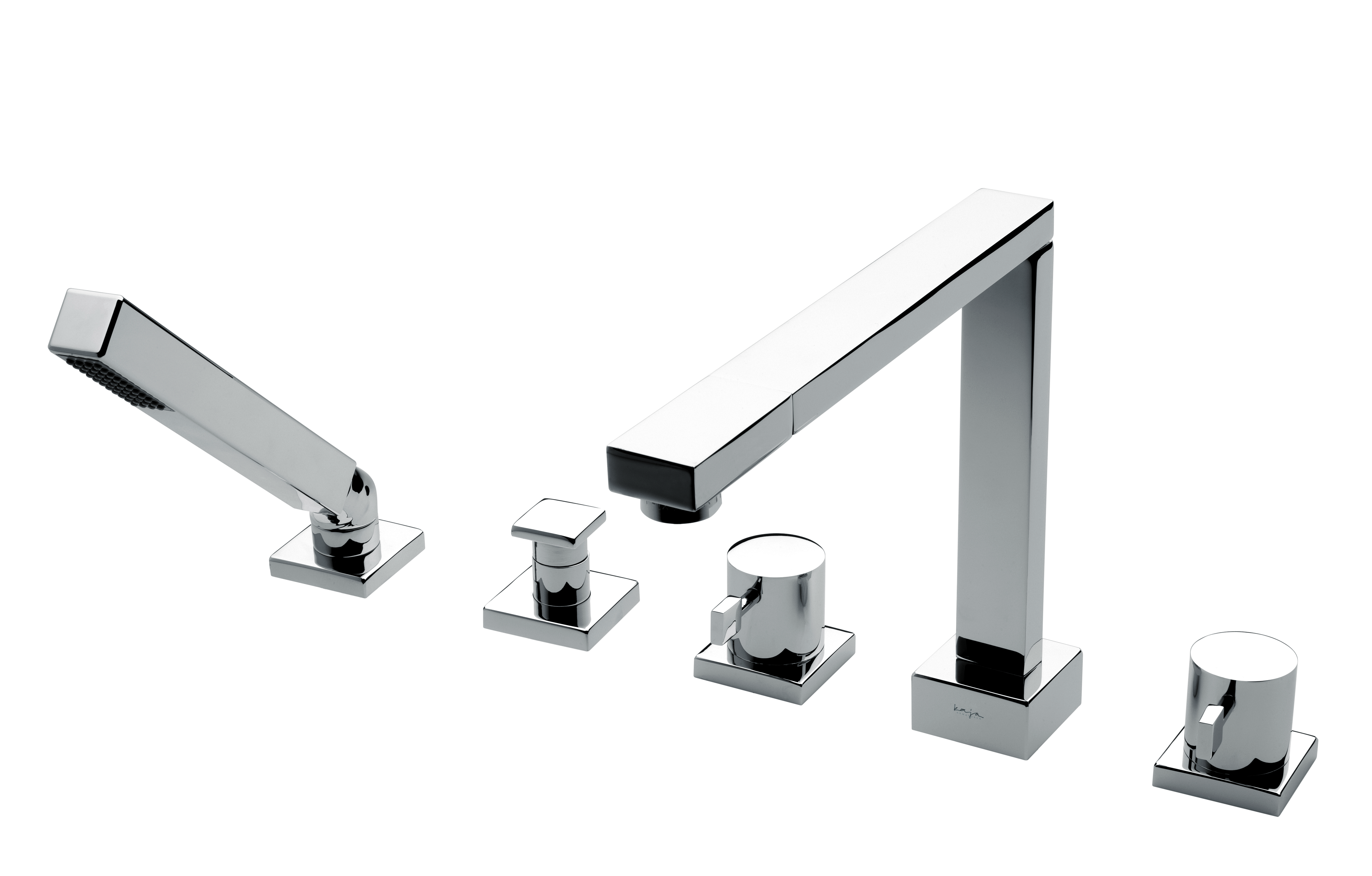 BQUADRAT 5-LochBadebarmatur, Ausladung 220mm chrom