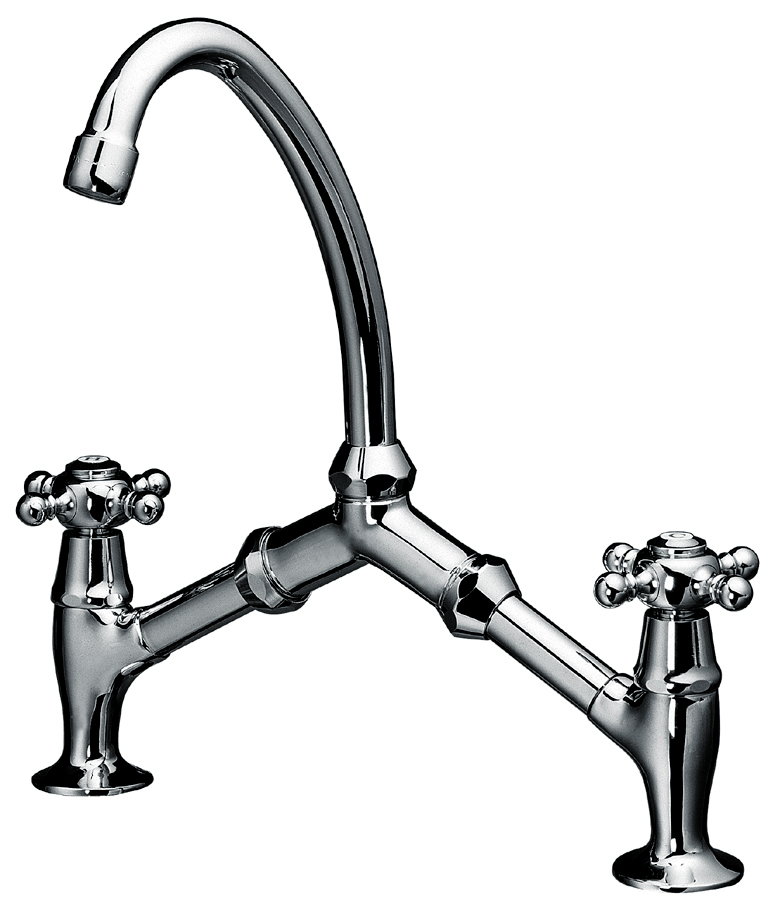 Romanze Waschtisch-Zweigriff-Brückenarmatur, HU 130mm chrom