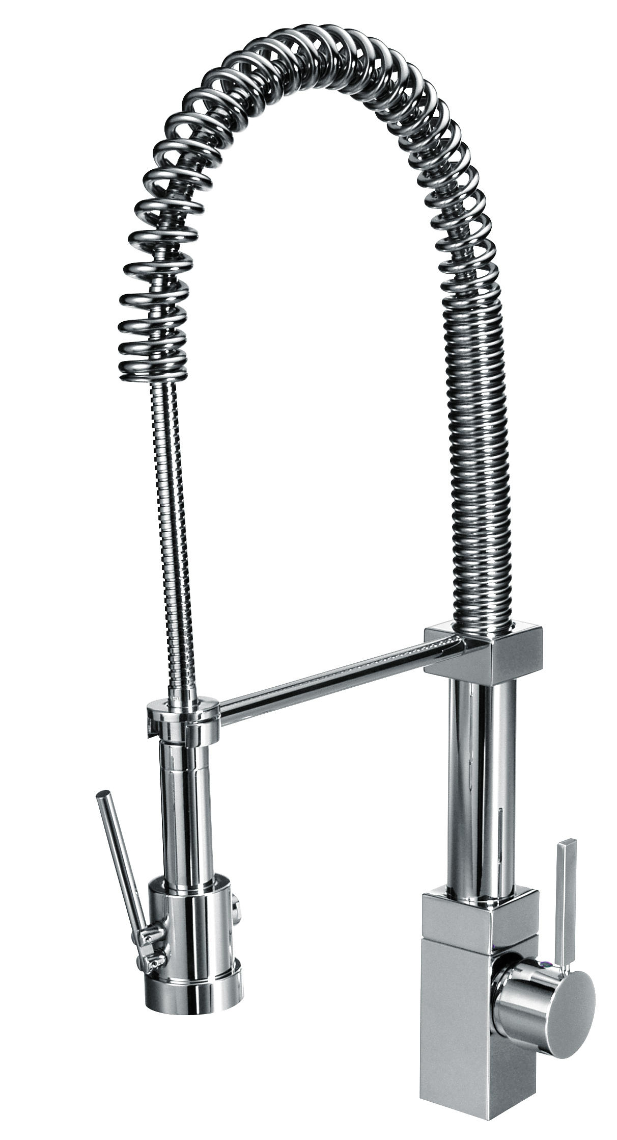 BQUADRAT Spültischarmatur mit Edelstahlfeder und Pendelbrause chrom