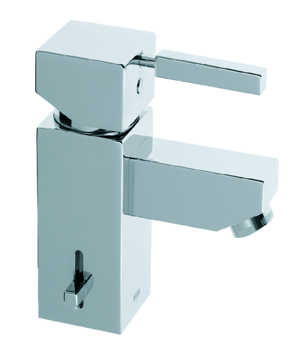 A-Quadrat Waschtischarmatur-Einnhebelmischer mit Ablaufgarnitur, Auslauf 95mm chrom