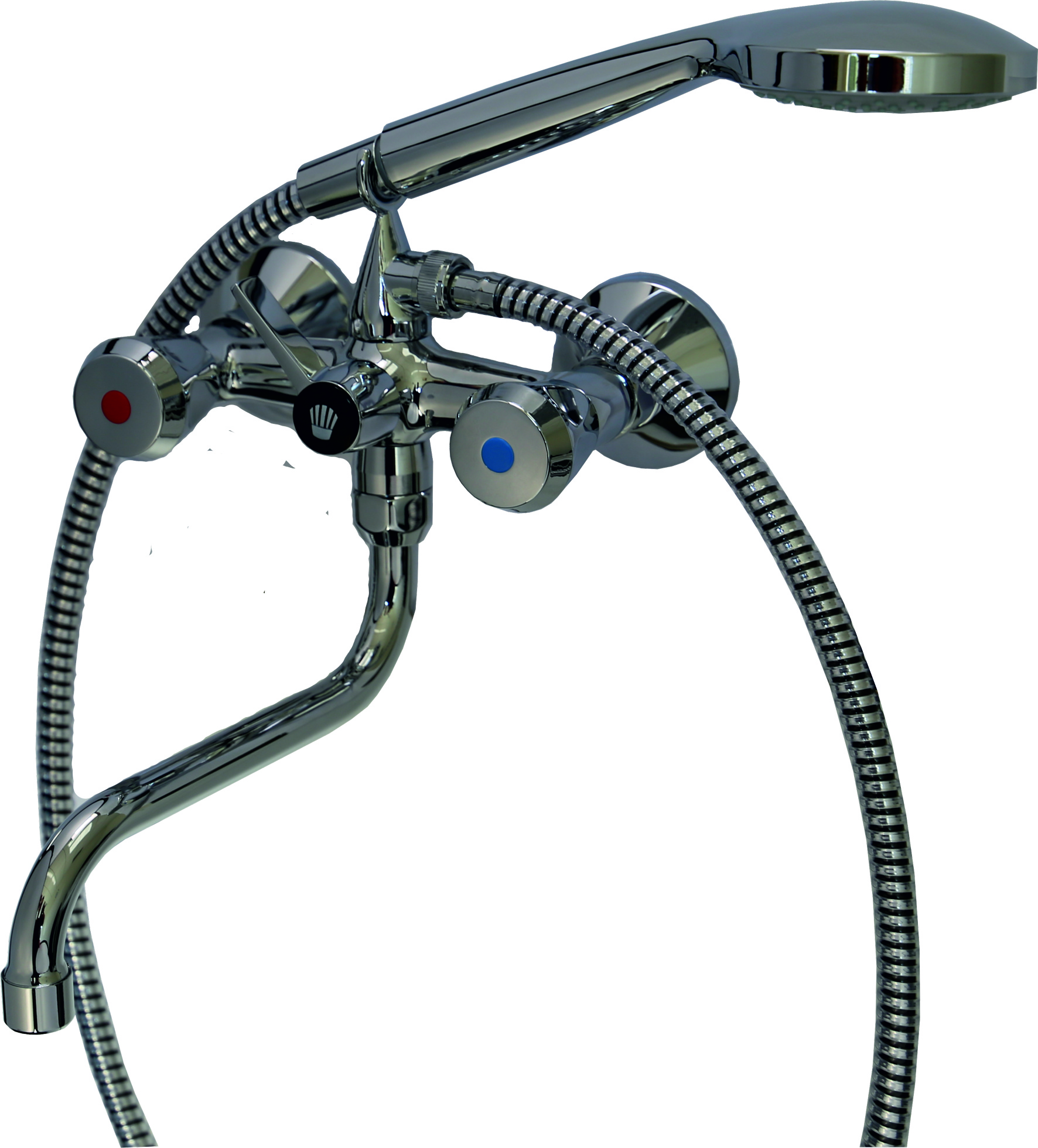 CLASSIC Mehrzweckarmatur mit mit S-Rohrauslauf 250mm, Brauseset und Gabelhaken komplett chrom