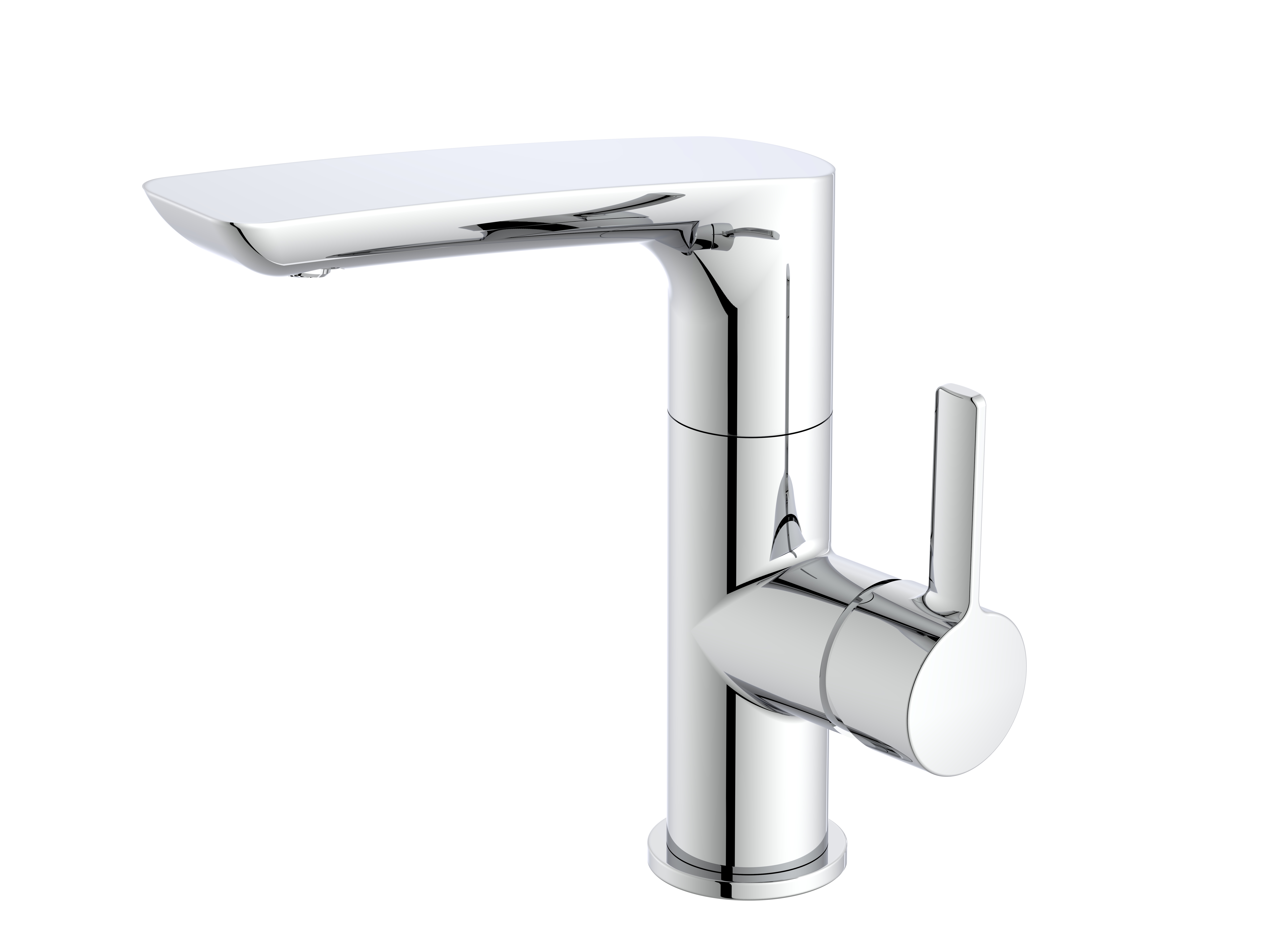 AURA Waschtisch-Einhebelmischer, Schwenkauslauf, seitlicher Hebel, ohne Ablaufgarnitur, chrom