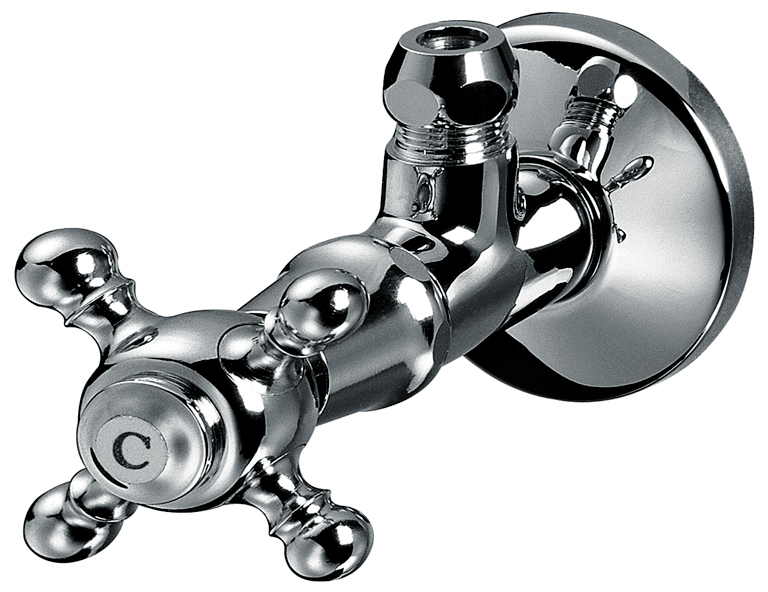 Romanze Eckventil mit Schubrosette, Markierung "C" cold chrom