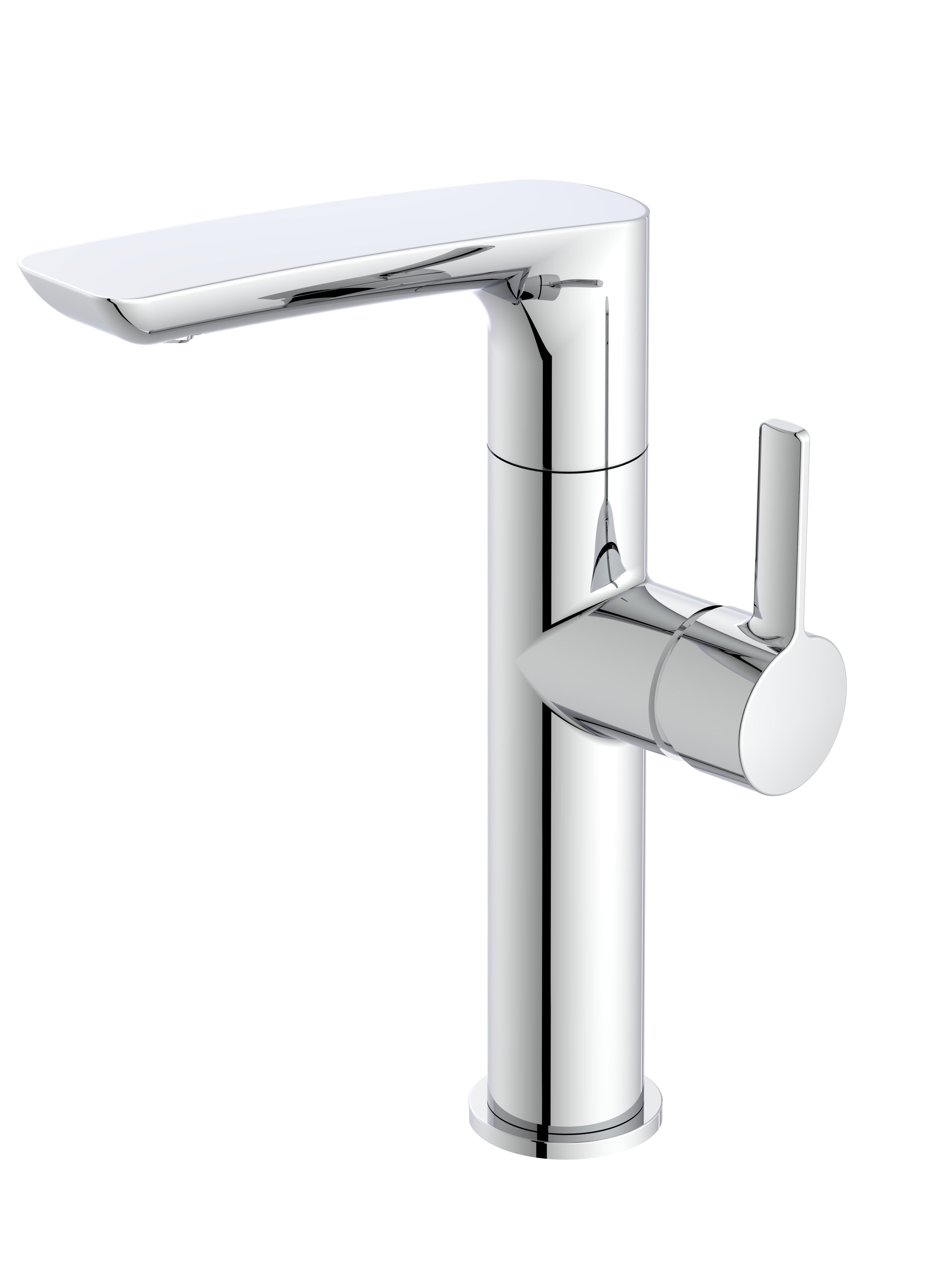 AURA Waschtisch-Einhebelmischer, Schwenkausl, seitlicher Hebel, erhöhte Variante, ohne Ablaufgarnitur, chrom