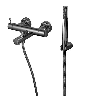 IPURI Thermostat-Badearmaturmit Brausestangen-Set chrom