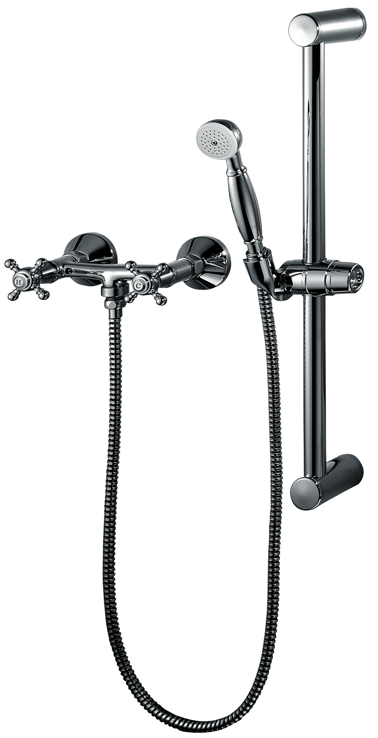 Romanze Brausearmatur Brauseabgang 3/4" mit Romanze-Brausestangenset chrom