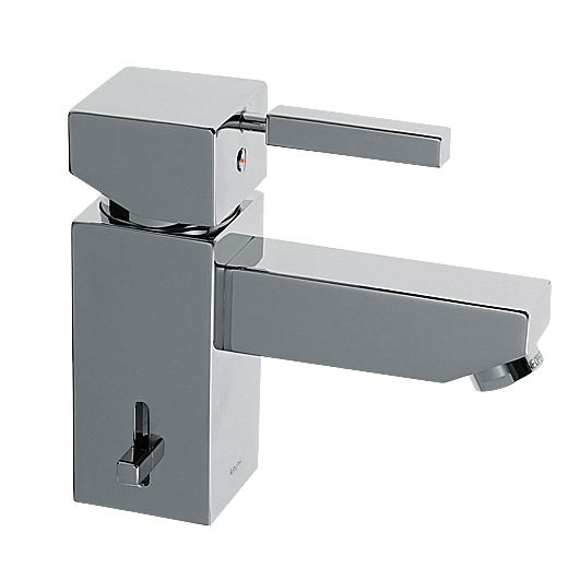 A-Quadrat Waschtischarmatur-Einnhebelmischer mit Ablaufgarnitur, Auslauf 120mm chrom