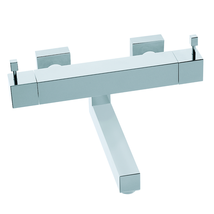 A-Quadrat Spültischarmatur-Zweigriff-Wandarmatur, Auslauf 255mm chrom