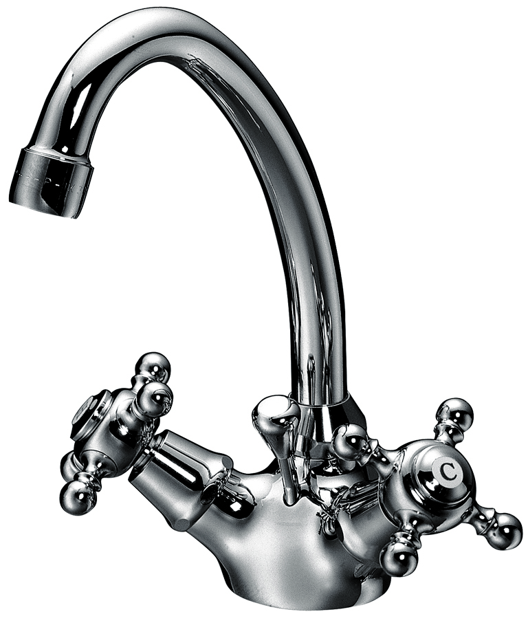 Romanze Waschtisch-Einlocharmatur mit Ablaufgarnitur, HU130mm Auslauf chrom