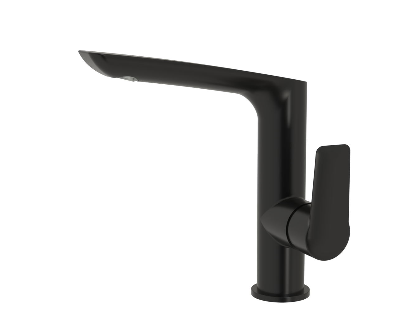 LINUM Waschtisch-Einhebelmischer mit Schwenk-Gussauslauf mit glattem Körper in matt schwarz