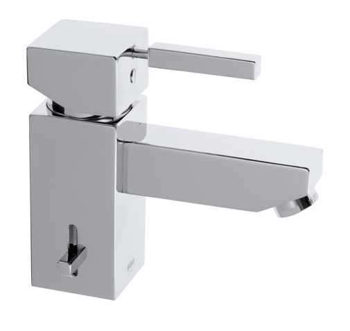 A-Quadrat Waschtischarmatur-Einnhebelmischer mit Ablaufgarnitur, Auslauf 120mm chrom